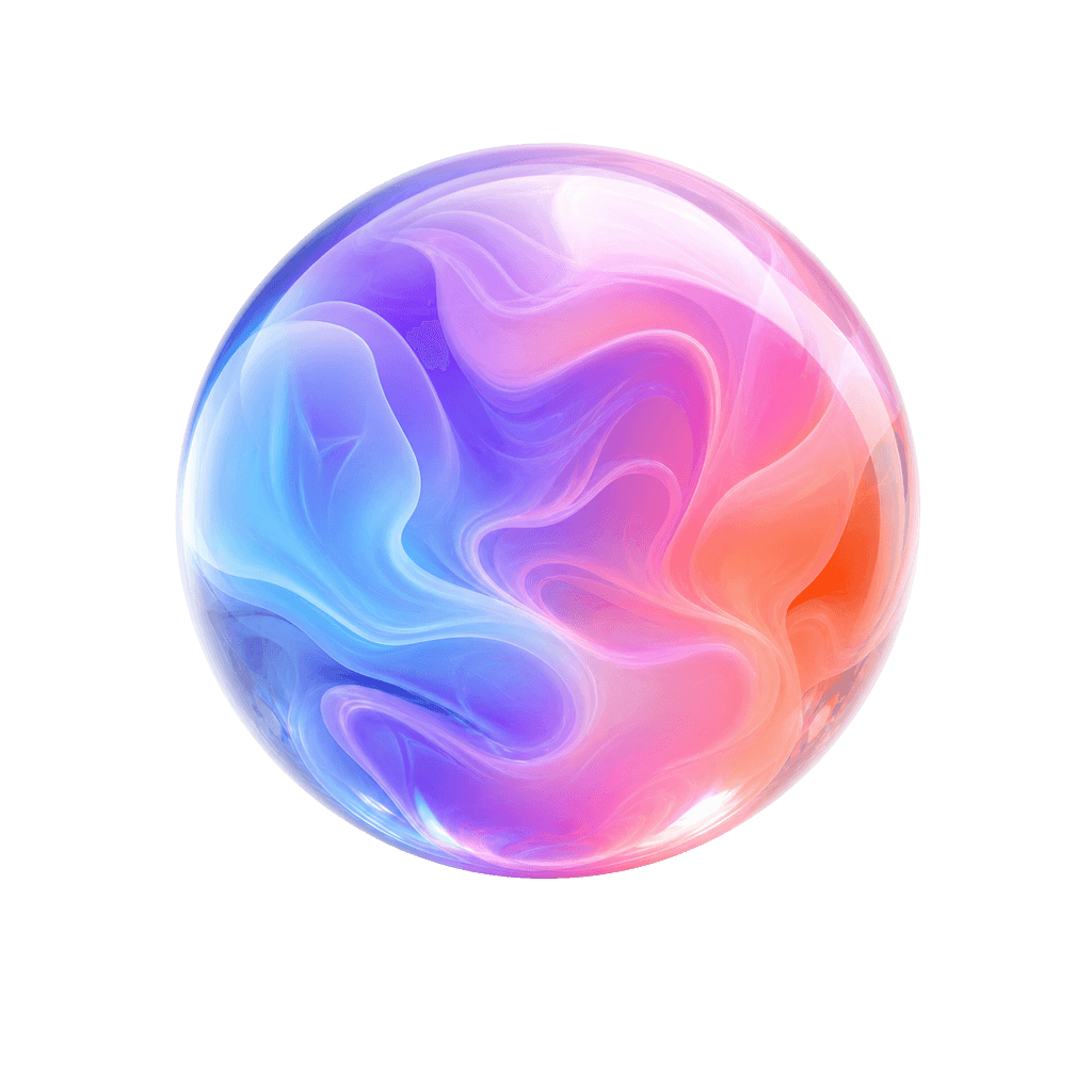 Floating iridescent glass orb